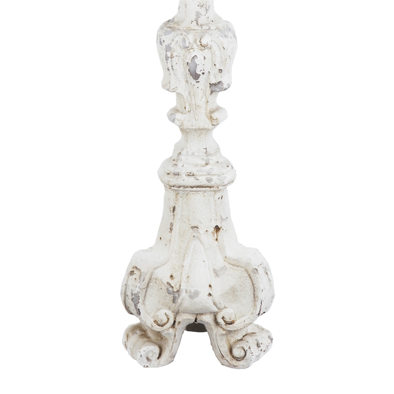 Jewa Vintage Pillar Candle Holder- 28 Inch Speckled White Magnesia