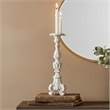 Jewa Vintage Pillar Candle Holder- 28 Inch Speckled White Magnesia