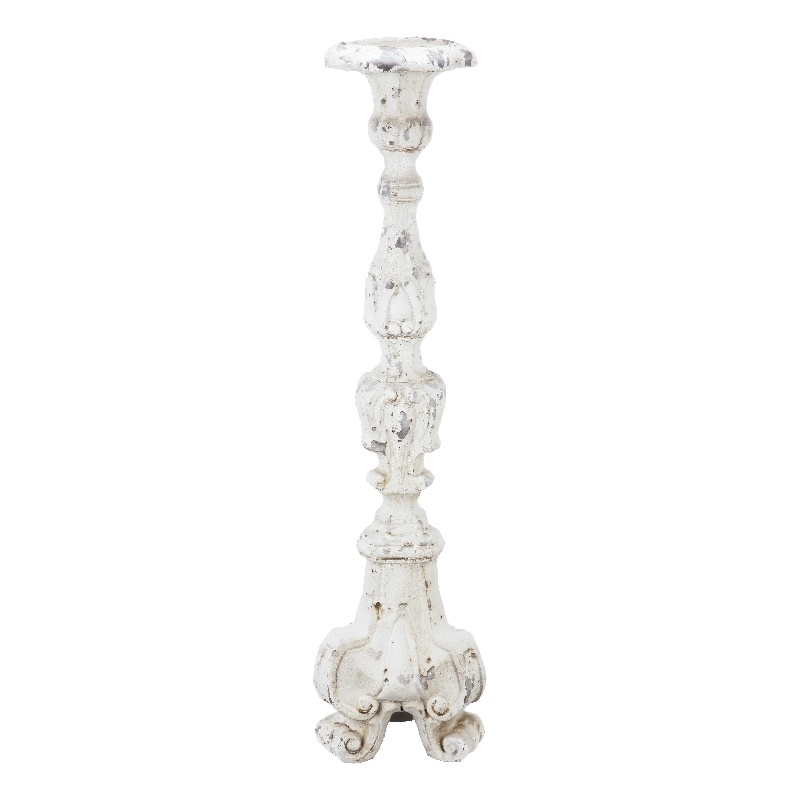 Jewa Vintage Pillar Candle Holder- 28 Inch Speckled White Magnesia