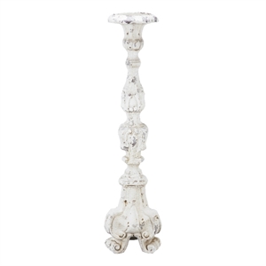 Jewa Vintage Pillar Candle Holder- 28 Inch Speckled White Magnesia