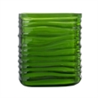 Decorative Vase- Square Shaped Rippled Texture- Green Resin 9 Inch