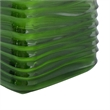 Decorative Vase- Square Shaped Rippled Texture- Green Resin 9 Inch