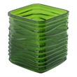 Decorative Vase- Square Shaped Rippled Texture- Green Resin 9 Inch
