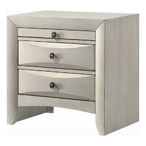Remy Nightstand- 3 Contemporary Faceted Drawers- Antique White Finish