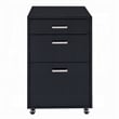 Bard File Cabinet- 3 Drawers with Chrome Metal Handles- Black High Gloss