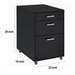 Bard File Cabinet- 3 Drawers with Chrome Metal Handles- Black High Gloss