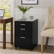 Bard File Cabinet- 3 Drawers with Chrome Metal Handles- Black High Gloss