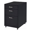 Bard File Cabinet- 3 Drawers with Chrome Metal Handles- Black High Gloss