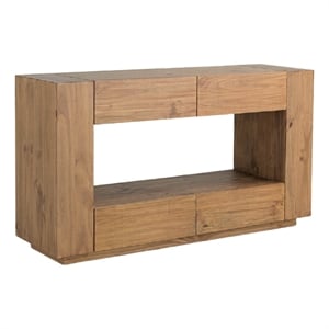 Ayma Sofa Console Table- 4 Drawers- 54 Inch Rectangular- Oak Brown
