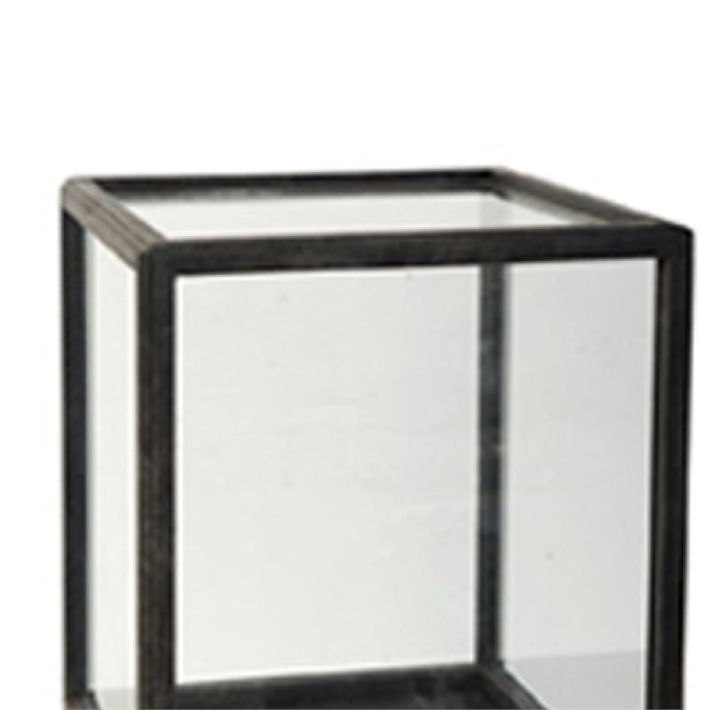 Jeny Display Box Set of 2- Square Clear Glass with Black Fir Wood Frame
