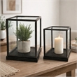 Jeny Display Box Set of 2- Square Clear Glass with Black Fir Wood Frame