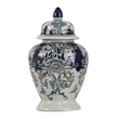 Rayn Ginger Jar with Lid- Blue White Chinoiserie Art- 17 Inch Porcelain