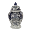 Rayn Ginger Jar with Lid- Blue White Chinoiserie Art- 17 Inch Porcelain