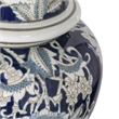 Rayn Ginger Jar with Lid- Blue White Chinoiserie Art- 17 Inch Porcelain