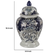 Rayn Ginger Jar with Lid- Blue White Chinoiserie Art- 17 Inch Porcelain