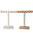 1-Tier Jewelry Stand Set of 2- Luxe Brown and Ivory Wood- T Shape 18 Inch