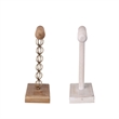 1-Tier Jewelry Stand Set of 2- Luxe Brown and Ivory Wood- T Shape 18 Inch
