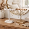 1-Tier Jewelry Stand Set of 2- Luxe Brown and Ivory Wood- T Shape 18 Inch