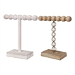 1-Tier Jewelry Stand Set of 2- Luxe Brown and Ivory Wood- T Shape 18 Inch