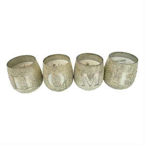 Set of 4 Scented Soy Wax Candles with Round Glass Holders- Earl Gray