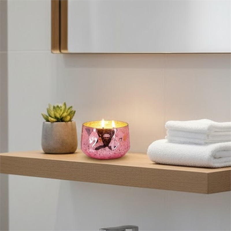 Myla Scented Soy Wax Candle- Round Glass Vessel- Luxe Rose Gold