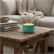 Myla Scented Soy Wax Candle- Round Glass Vessel- Natural Teal Blue