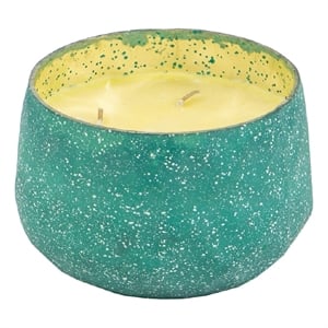 Myla Scented Soy Wax Candle- Round Glass Vessel- Natural Teal Blue