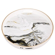 Qune 2pc Round Trays- Cutout Handles- Plastic Black and White Faux Marble