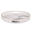 Qune 2pc Round Trays- Cutout Handles- Plastic Black and White Faux Marble
