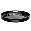 Qune 2pc Round Trays- Cutout Handles- Plastic Black and White Faux Marble