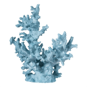 Decorative Sculpture- Faux Coral Accent- Blue Polyresin- 11 Inch Modern