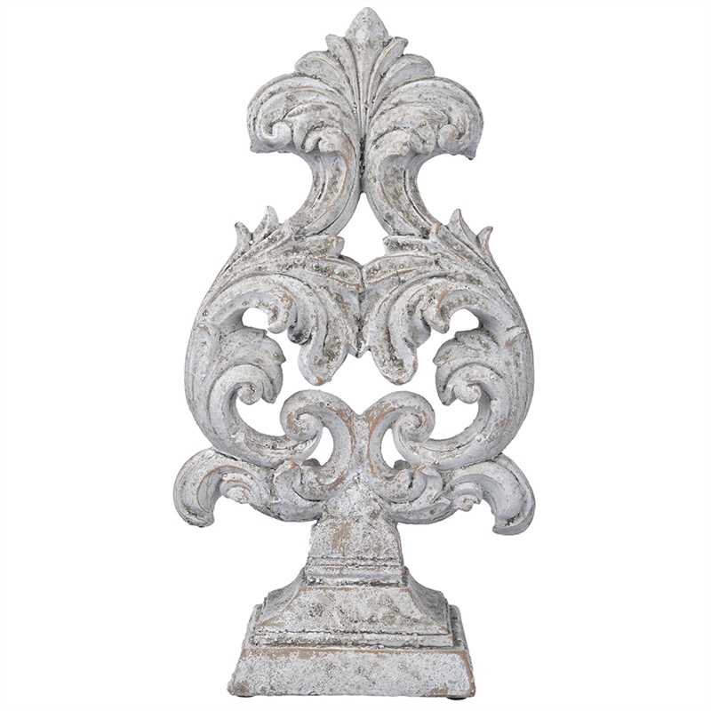 Deki Sculptural Tabletop Decor- Baroque Inspired Crested Arrow- Gray
