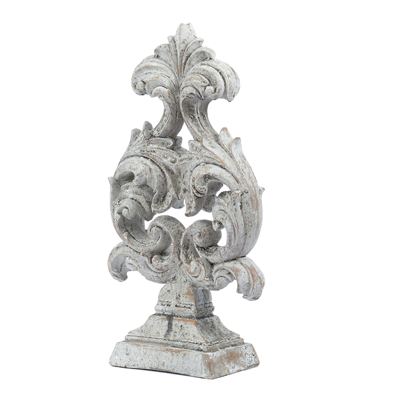 Deki Sculptural Tabletop Decor- Baroque Inspired Crested Arrow- Gray