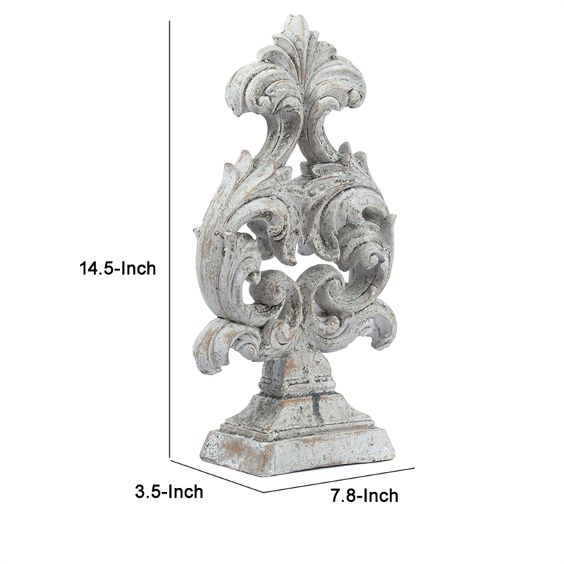 Deki Sculptural Tabletop Decor- Baroque Inspired Crested Arrow- Gray