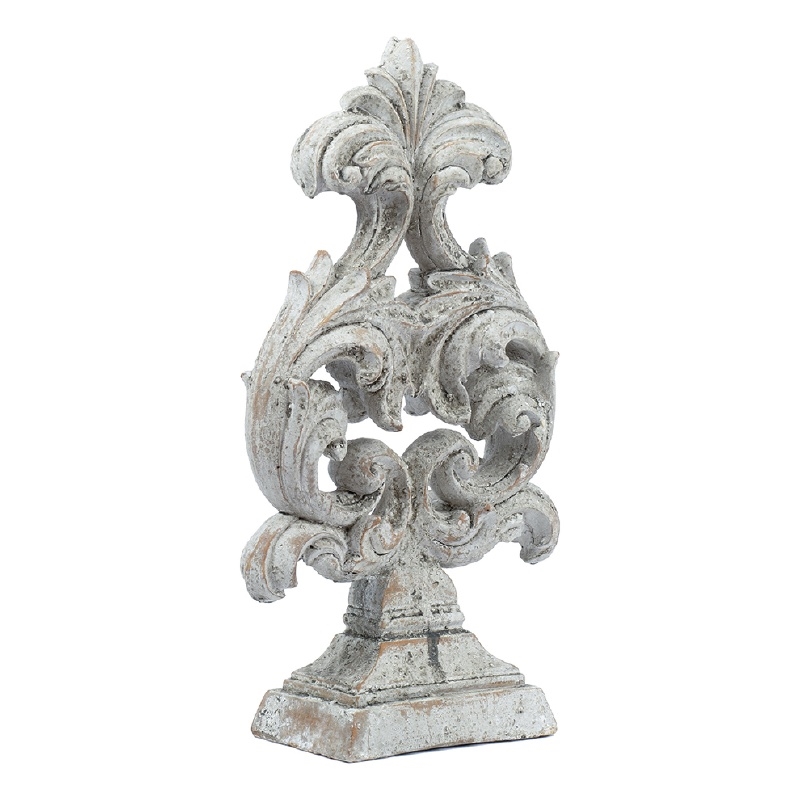 Deki Sculptural Tabletop Decor- Baroque Inspired Crested Arrow- Gray