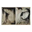 Decorative Serving Tray Set of 2- Japanese Black and White Glass Print