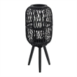 Lantern- Glass Insert with Black Bamboo Lattice Tripod Frame- 24 Inch