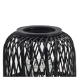 Lantern- Glass Insert with Black Bamboo Lattice Tripod Frame- 24 Inch
