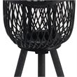 Lantern- Glass Insert with Black Bamboo Lattice Tripod Frame- 24 Inch