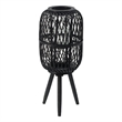 Lantern- Glass Insert with Black Bamboo Lattice Tripod Frame- 24 Inch