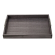 Rectangular Accent Nesting Tray Set of 3- Snake Print- Metal Handles- Black