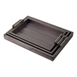 Rectangular Accent Nesting Tray Set of 3- Snake Print- Metal Handles- Black