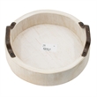 Nive Round Nesting Tray Set of 5- Brown Handles- Whitewash Paulownia Wood