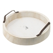 Nive Round Nesting Tray Set of 5- Brown Handles- Whitewash Paulownia Wood