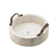 Nive Round Nesting Tray Set of 5- Brown Handles- Whitewash Paulownia Wood