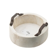 Nive Round Nesting Tray Set of 5- Brown Handles- Whitewash Paulownia Wood
