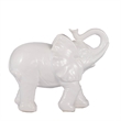 Decorative Figurine- 9 Inch Trumpeting Elephant- Glazed White Dolomite