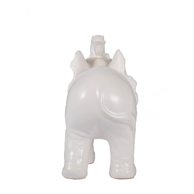 Decorative Figurine- 9 Inch Trumpeting Elephant- Glazed White Dolomite