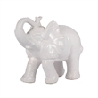 Decorative Figurine- 9 Inch Trumpeting Elephant- Glazed White Dolomite