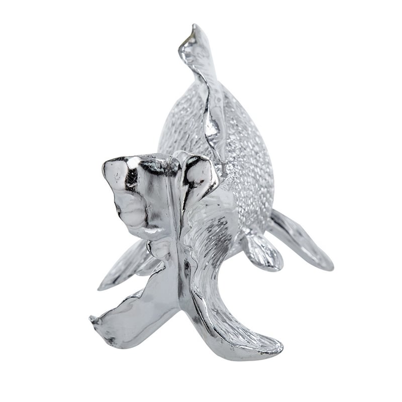 Decorative Fish Figurine- 10 Inch Silver Resin Tabletop Accessory